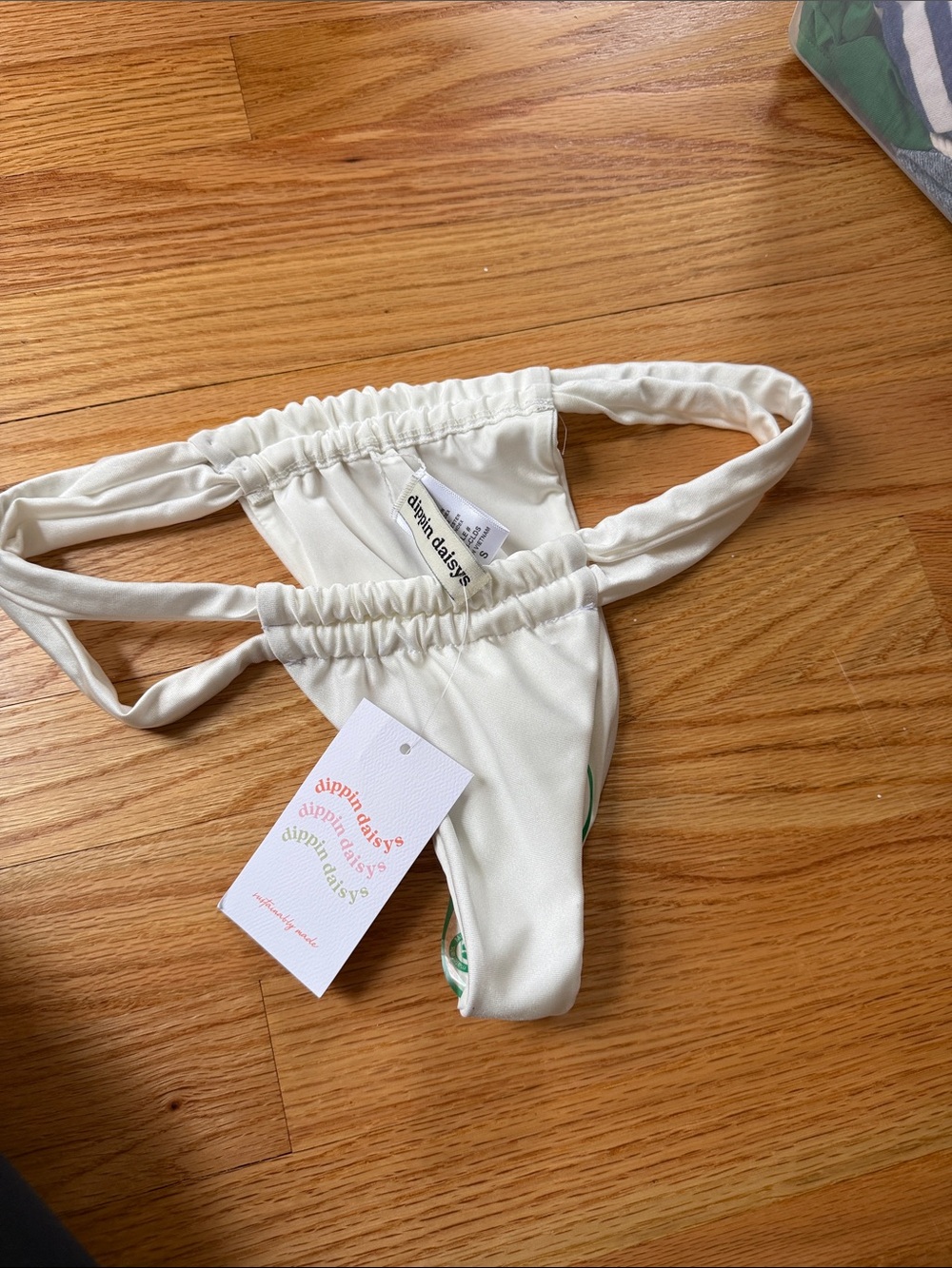 Dippin' Daisy's White Bikini Bottom with Green Trim